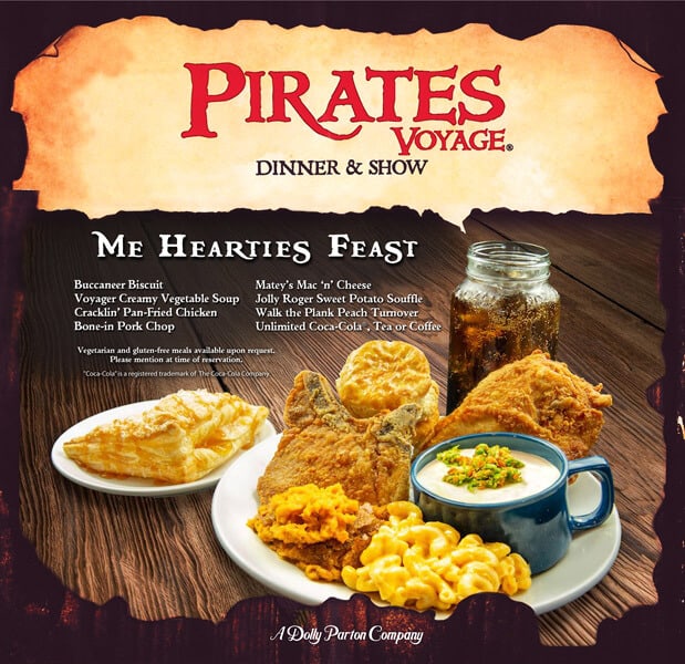 pirate voyage dinner and show menu